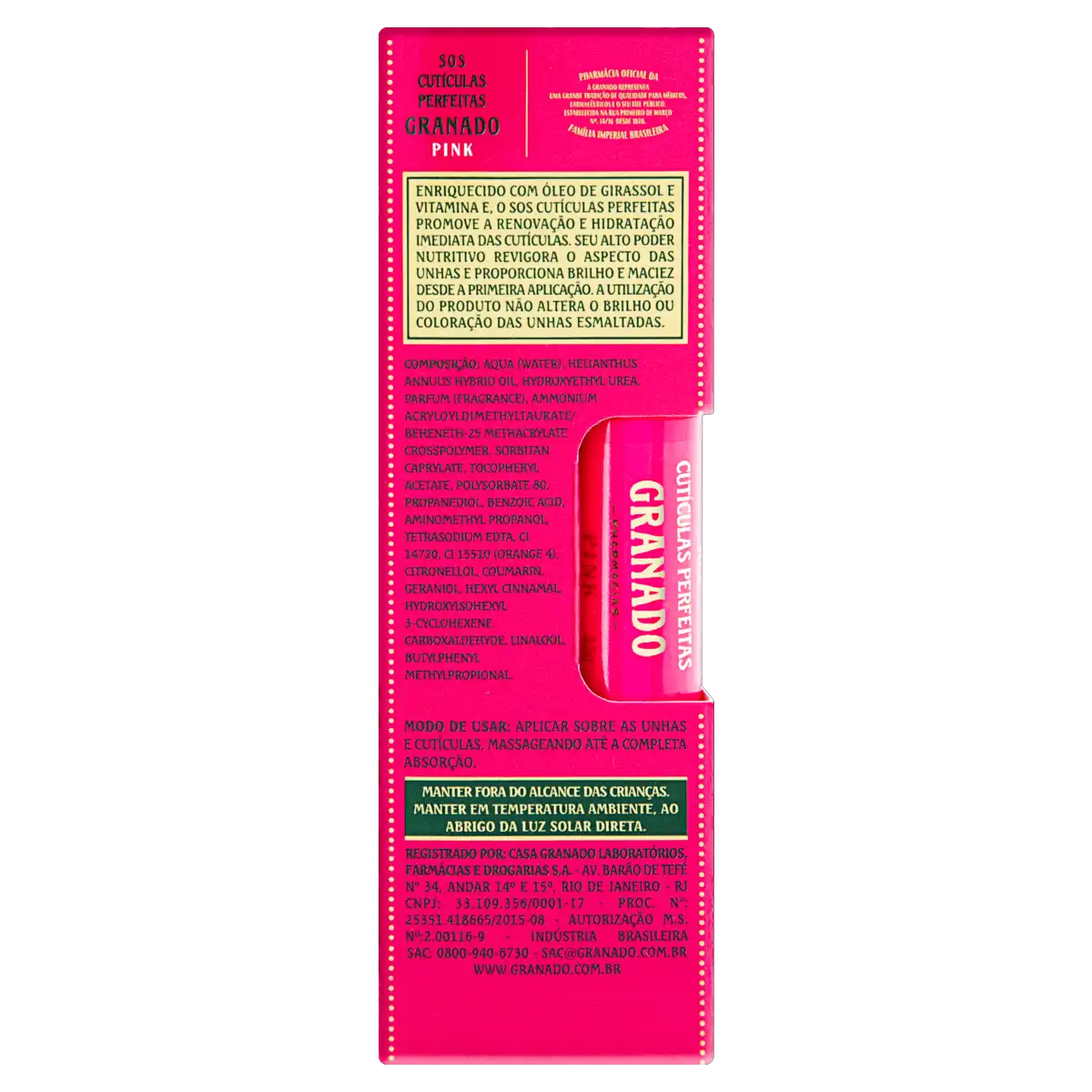 SOS Cutículas Perfeitas Creme Granado Pink Caixa 3,5g