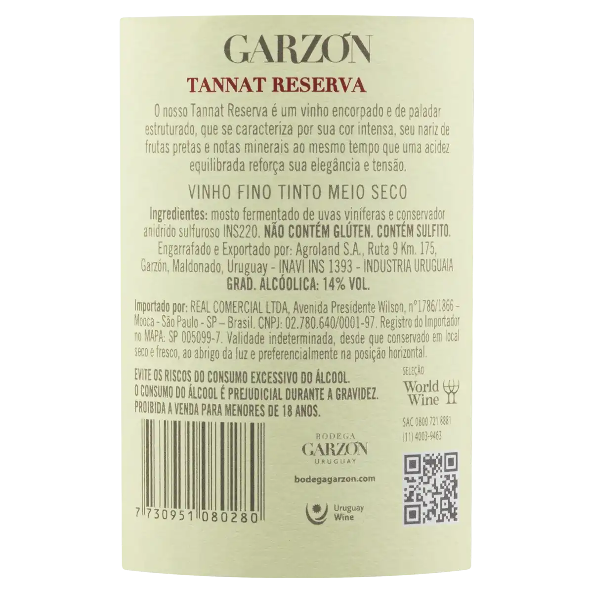 Vinho Uruguaio Tinto Meio Seco Reserva Garzón Tannat Garrafa 750ml