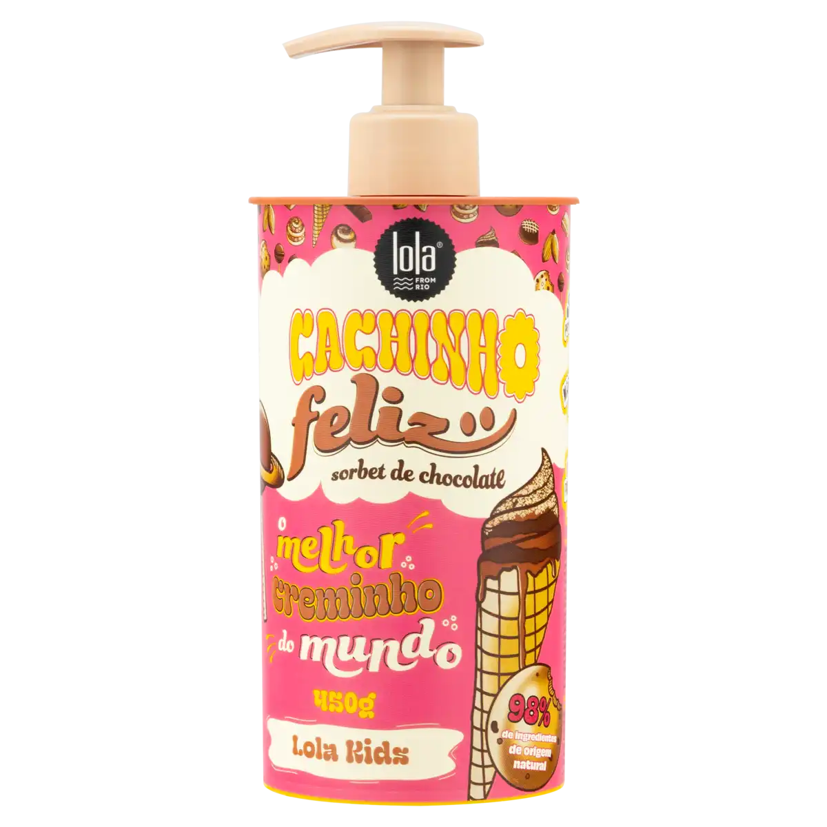 Creme para Pentear Sorbet de Chocolate Lola from Rio Cachinho Feliz Kids Frasco 450g Pump