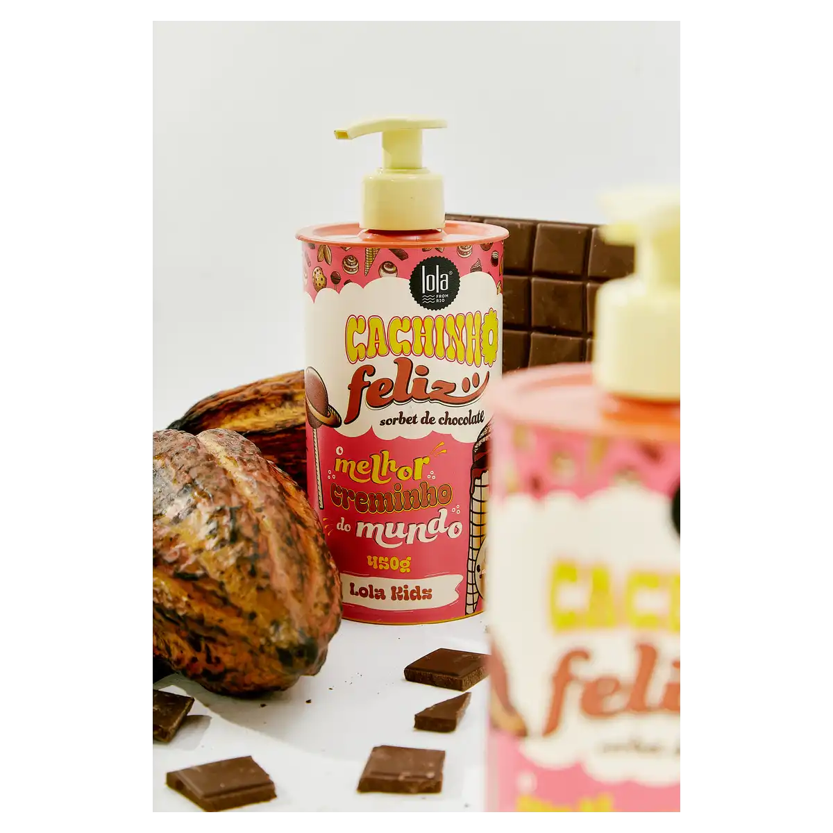 Creme para Pentear Sorbet de Chocolate Lola from Rio Cachinho Feliz Kids Frasco 450g Pump