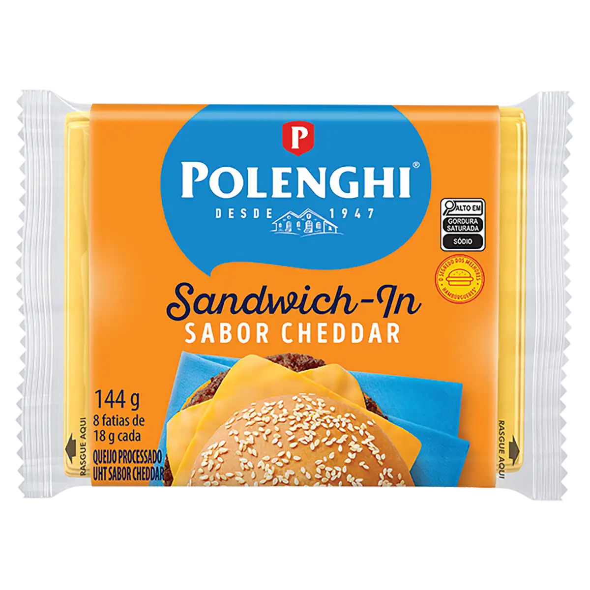 Queijo Processado UHT Cheddar Polenghi Sandwich-In 144g
