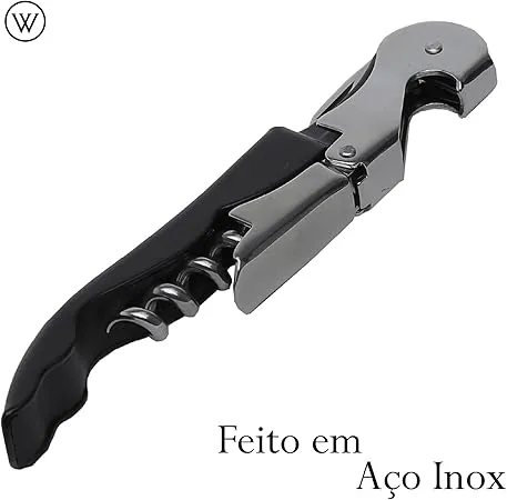 Saca Rolhas Wolff Inox Duplo Estagio 13cm Preto