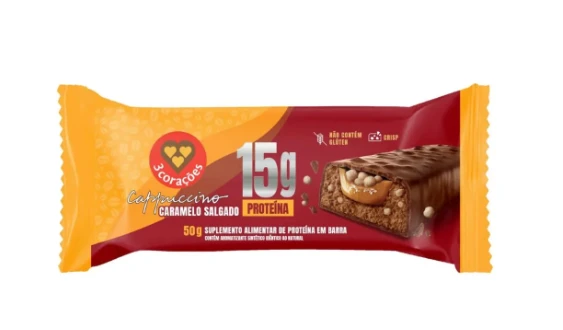 Barra Prot 3Coracoes 50g Capp Caram Sal