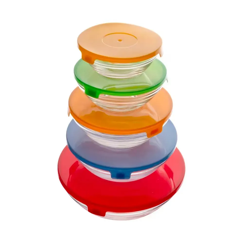 Jg Tigelas Lyor 5pcs Vidro Tampa Plast