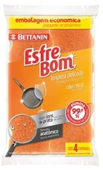 Esponja Esfrebom Limpeza Delicada 4und