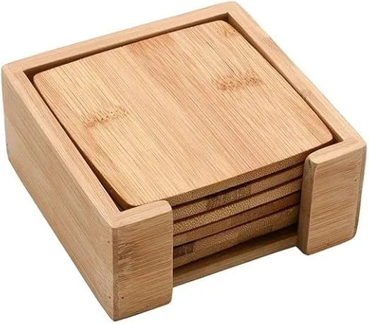 Jg Porta Copos Oikos 6pcs Quadrado Bambu