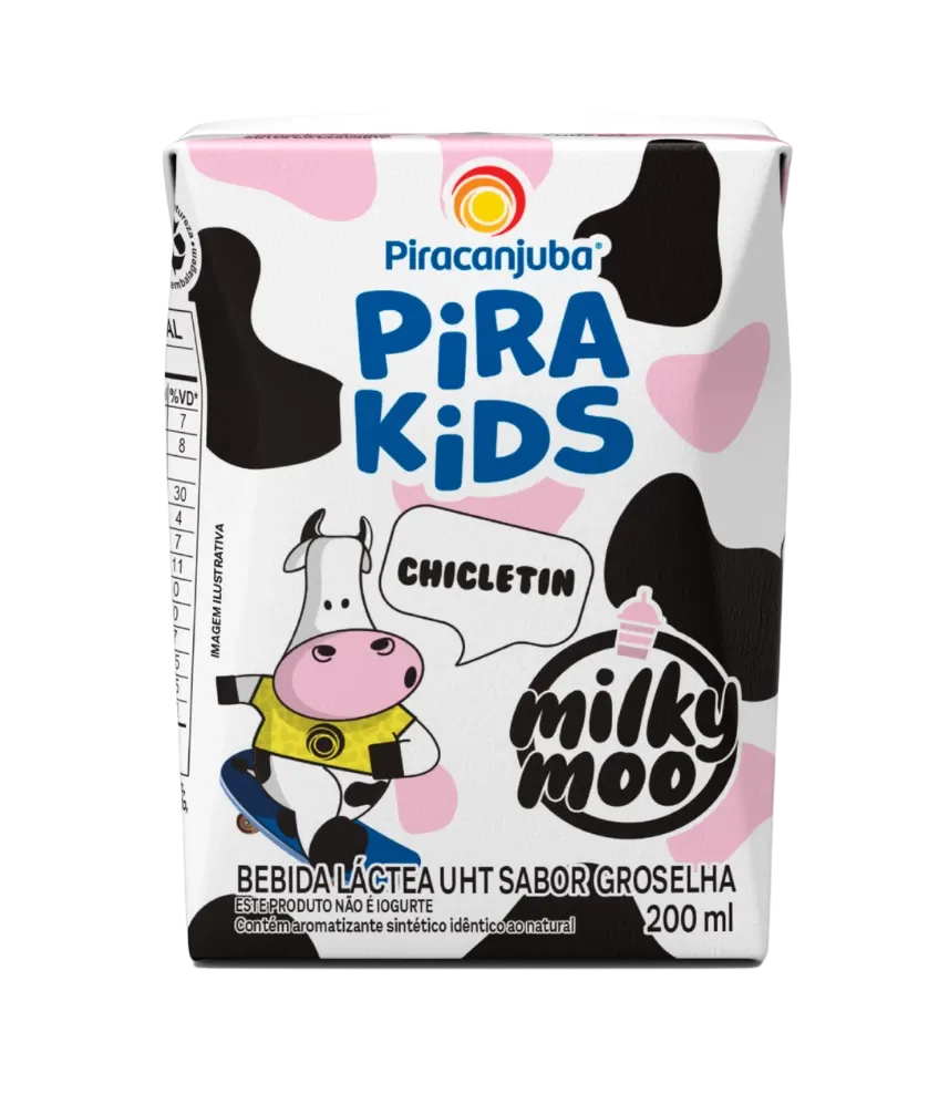 Bebida Lactea Piracanjuba UHT Milky Moo Chicletin Pirakids 200ml