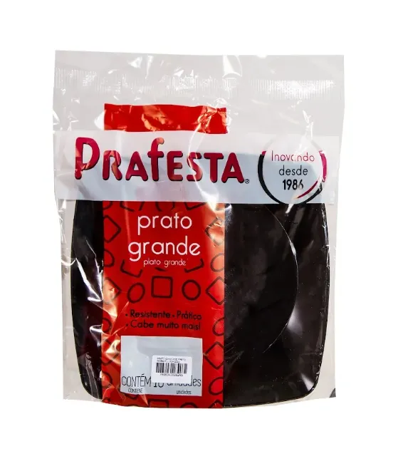 Prato Prafesta Quadrado Grande Preto C/10 Und