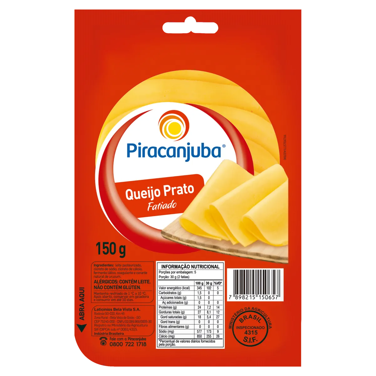 Queijo Prato Piracanjuba 150g Fat