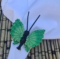 Porta Guardanapo Auguri Casa Borboleta Palha Verde