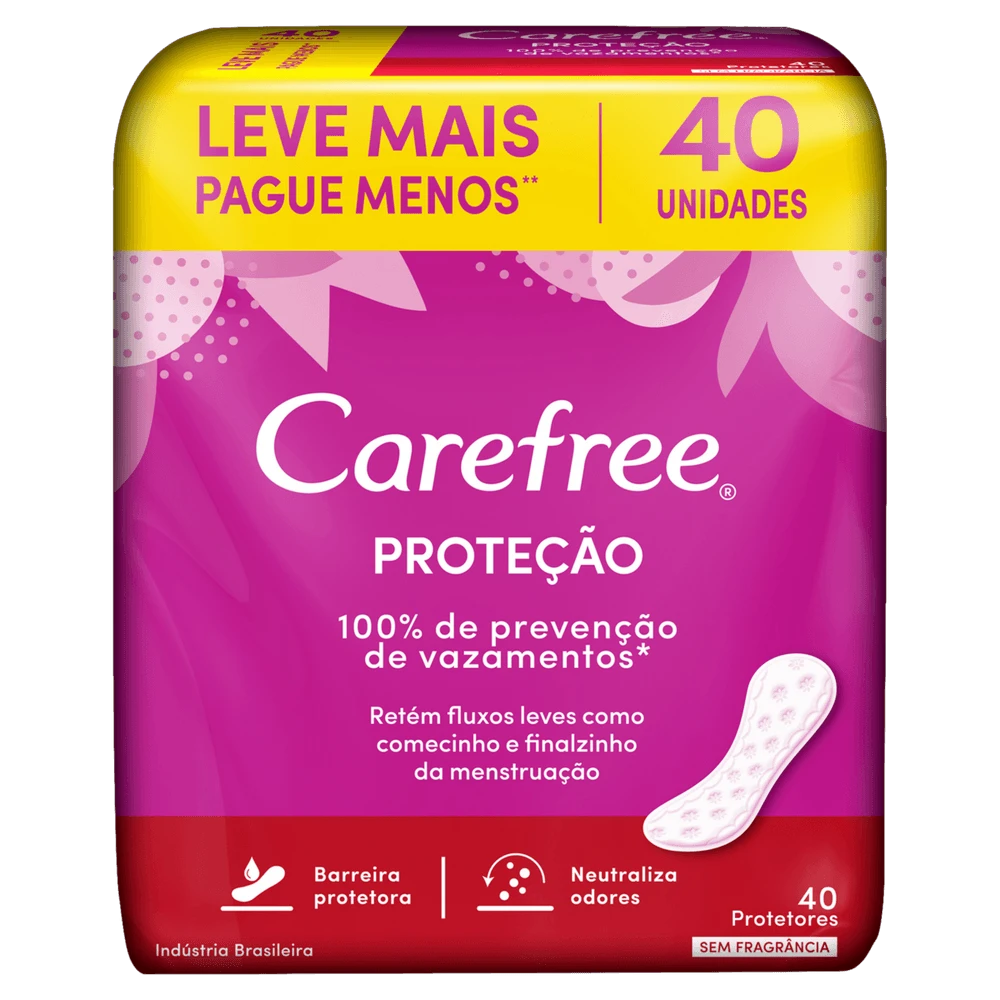 Absorvente Carefree Sem Perfume Natural 40 Und.