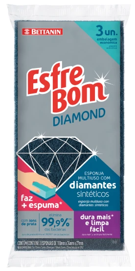 Esponja Multiuso Esfrebom Diamond 3 Unidades Embalagem Econômica
