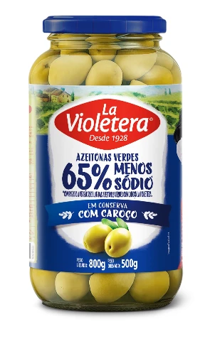 Azeitona La Violetera Verde Menos Sodio 500g