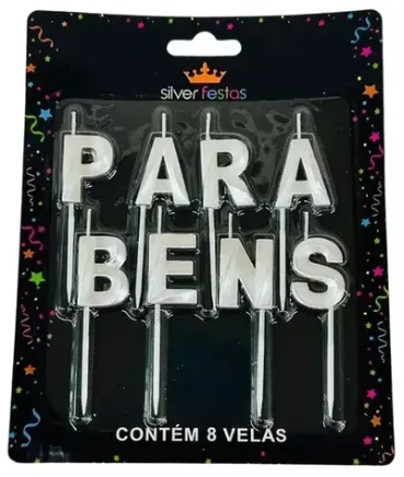 Vela Silver Plastic Balao Parabens Prata Und