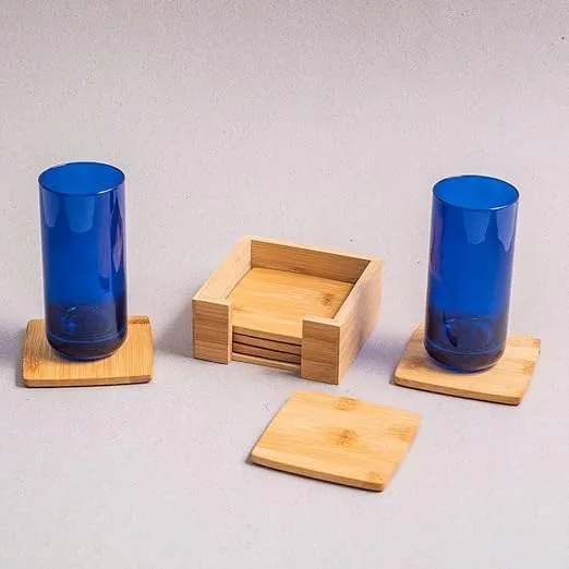 Jg Porta Copos Oikos 6pcs Quadrado Bambu