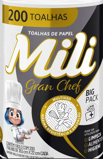 Papel Toalha Mili 200 Folhas Gran Chef 12x1x200