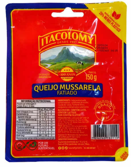 Queijo Mussarela Itacolomy Fatiado 150g