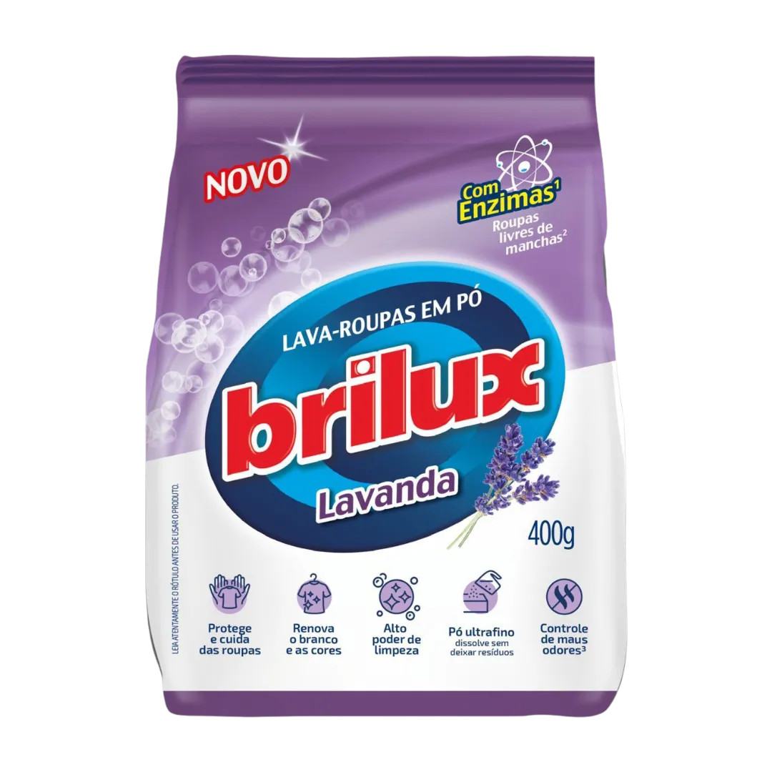 Lava Roupas em Po Brilux Lavanda 400g
