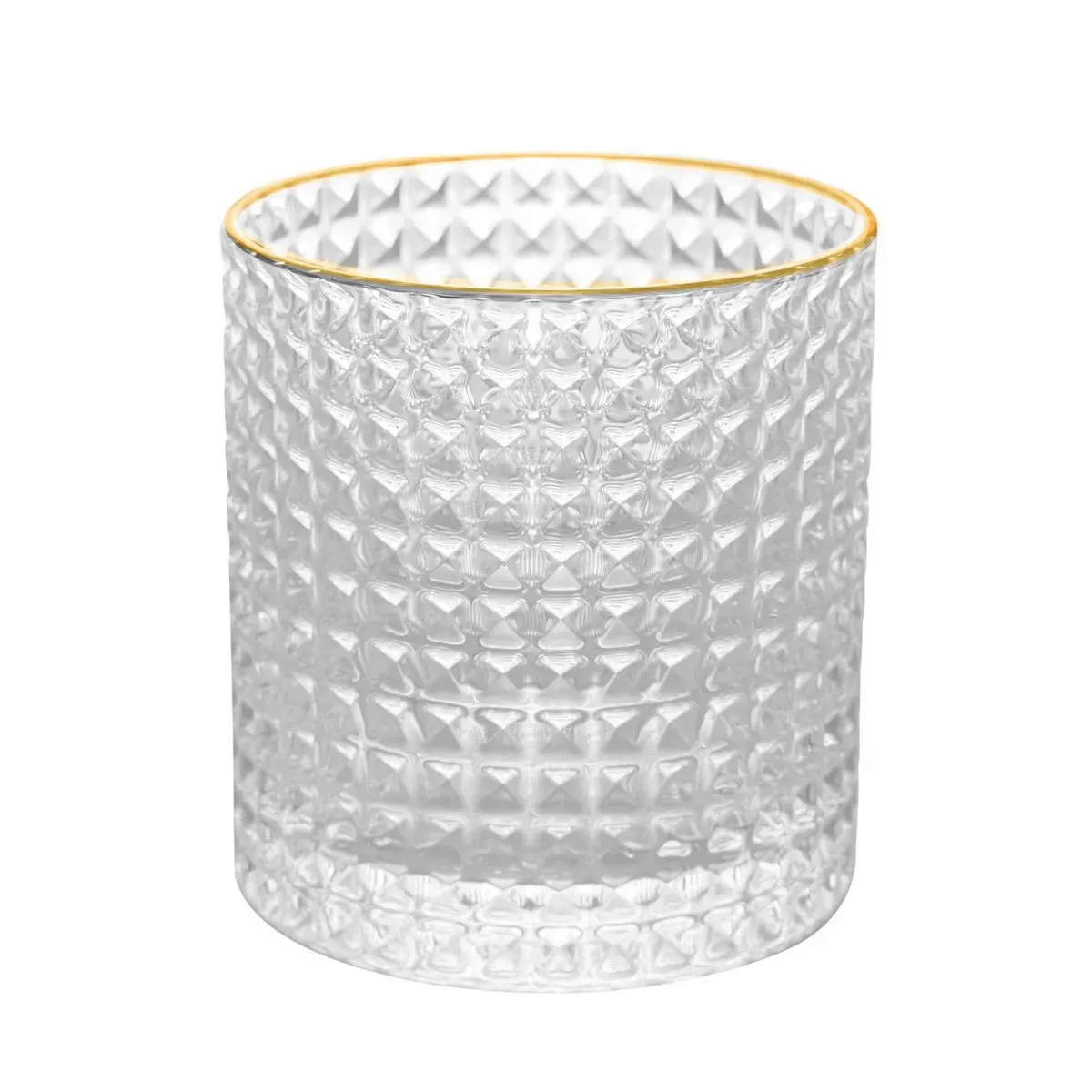 Jg Copos Wolff 2pcs para Whisky de Vidro com Borda Dourada Spike 320ml