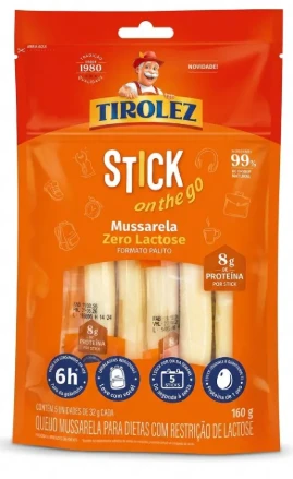 Queijo Mussarela Tirolez Stick Zero Lactose 160g