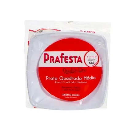 Prato Prafesta Quadrado Médio C/10 Und