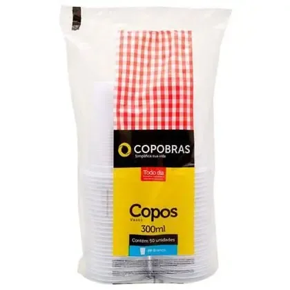 Copo Copobras 300ml Branco 50 unidades