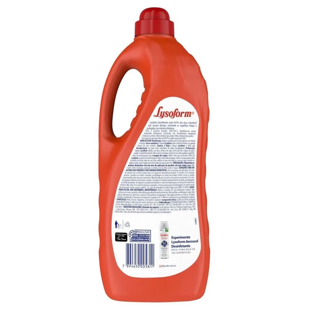 Desinfetante Uso Geral Original Lysoform Frasco 2l