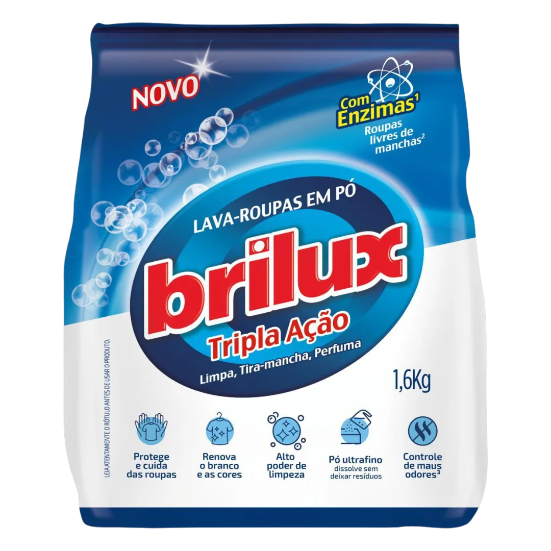Lava Roupas Em Po Brilux Tripla Acao 1,6kg