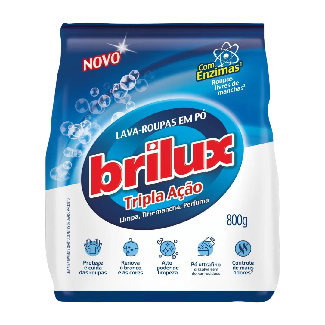 Lava Roupas Em Po Brilux Tripla Acao 800g