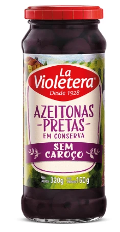 Azeitona La Violetera Preta Sem Caroço 160g
