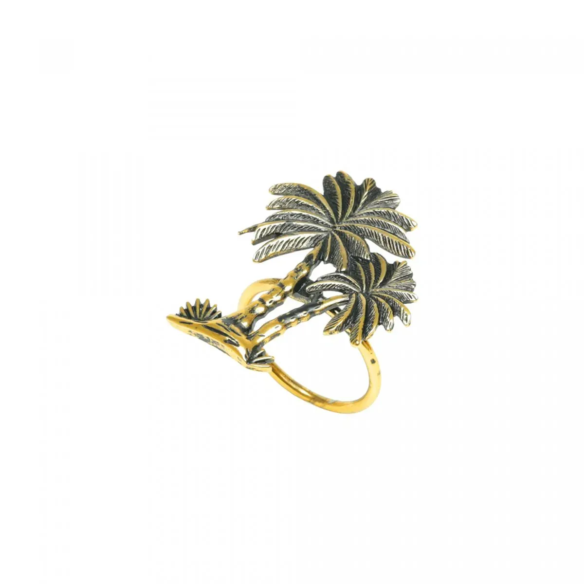 Jg Aneis para Guardanapos Wolff 4pcs de Zamac Palm Tree Dourado 5x6cm