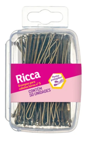 Grampo Ricca 50pcs p Cabelo Pvc Loiro N5