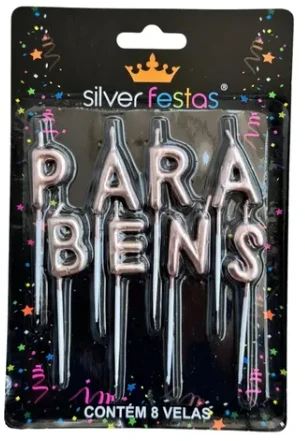 Vela Silver Plastic Balao Parabens Rose Gold 08 Und