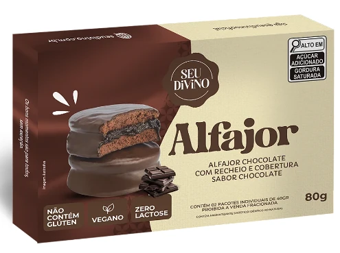 Alfajor Seu Divino 80g Vegano Chocolate Sem gluten