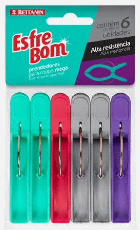 Prendedor De Roupa Esfrebom Mega Plastico 6und