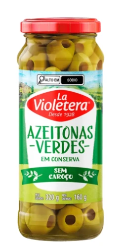 Azeitona La Violetera Verde Sem Caroço 160g