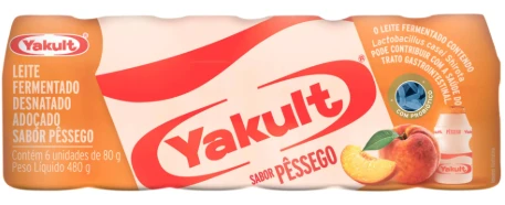 Leite Ferm Yakult 480g 6und Trad Pêssego