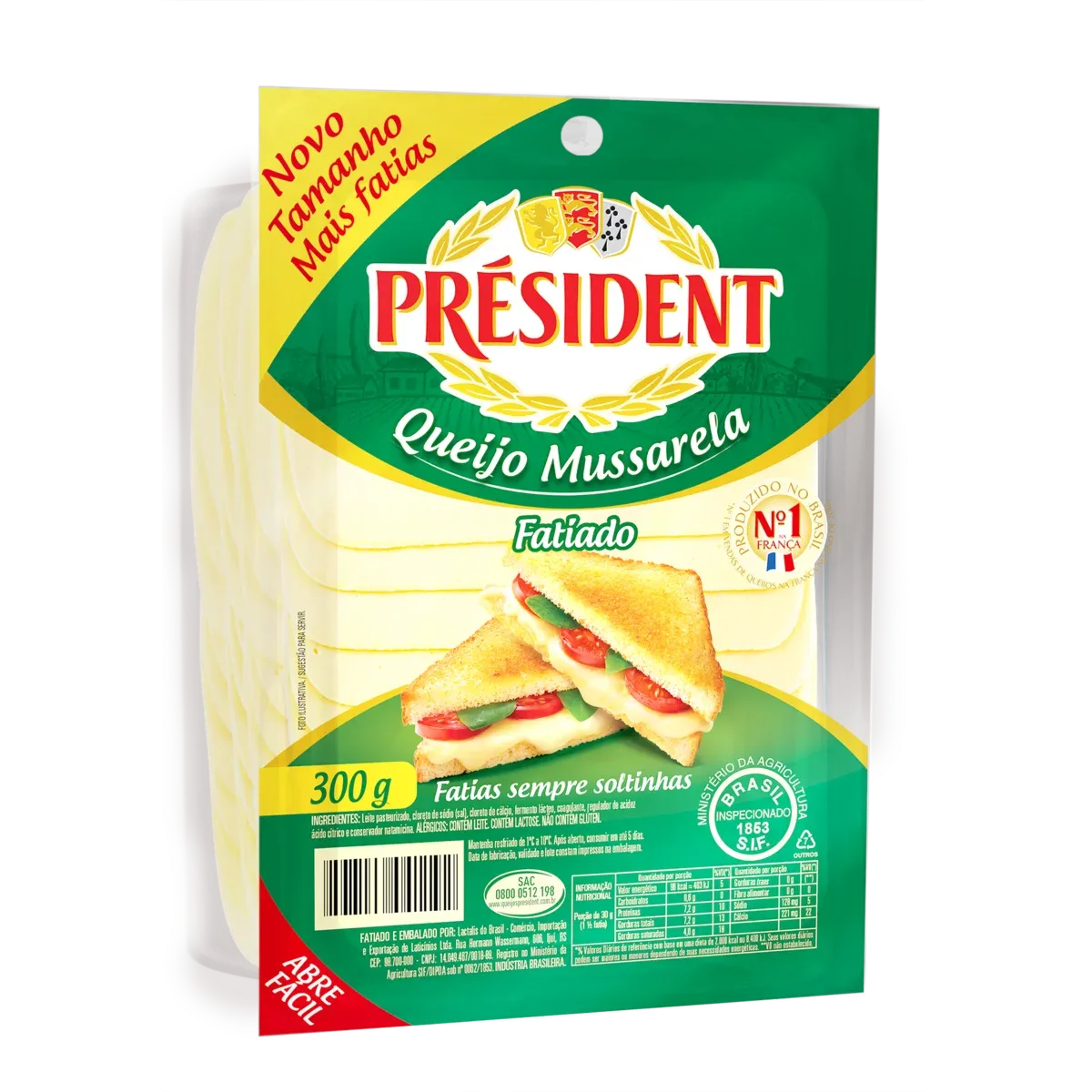 Queijo Mussarela President 300g Fat