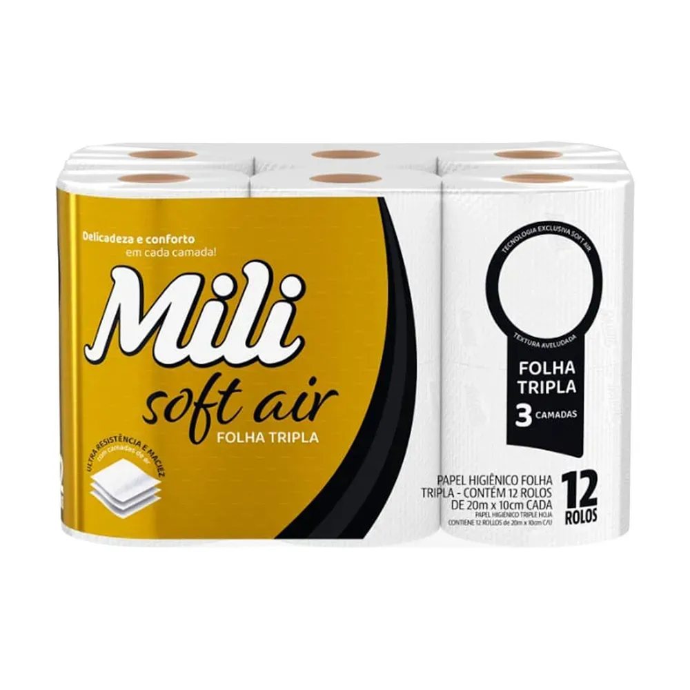 Papel Hig Mili Soft Air Fls Quadrupla 12rolos