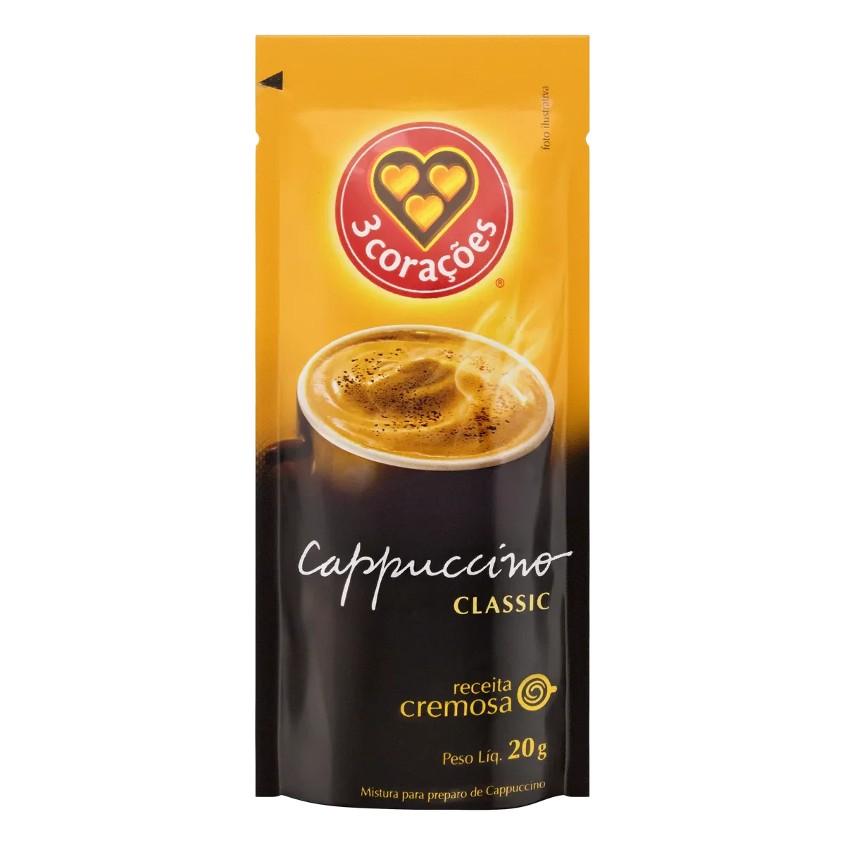 Cappuccino 3 Coracoes Classico Sache 20g