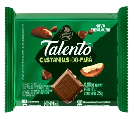 Chocolate Garoto 25g Talento Cast Para